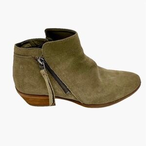 Sam Edelman Suede Ankle Packer Boots Olive Green Women 8W WIDE Boho Fall‎